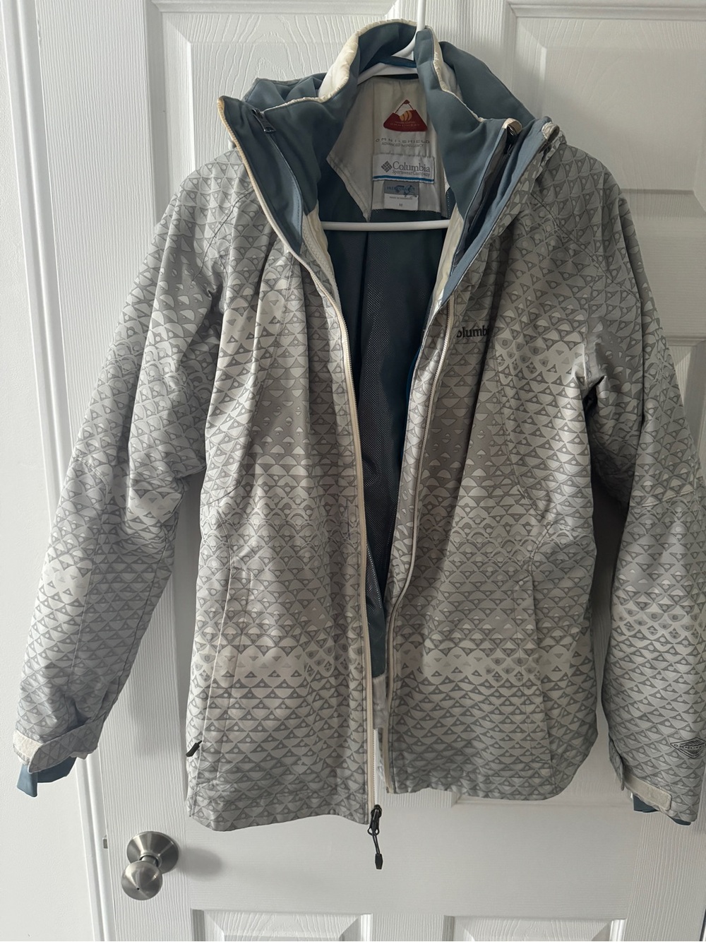 Columbia Light Gray Geometric Ski Jacket